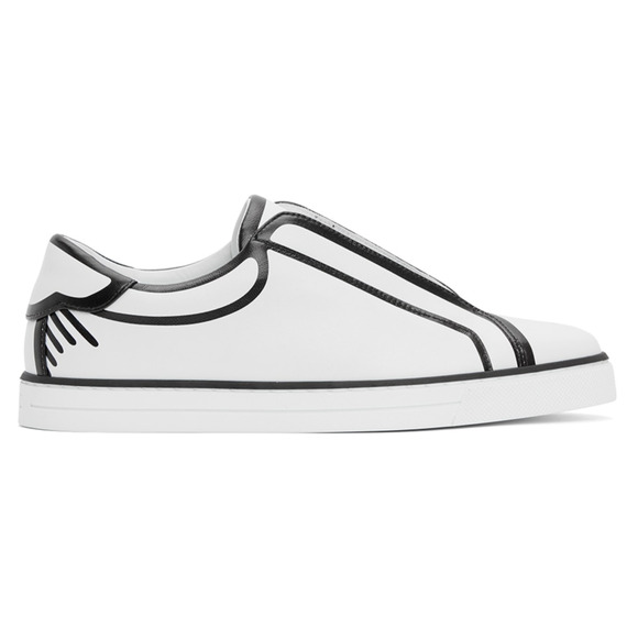 Fendi Joshua Vides Black White Leather Logo Low Top Slip On Trainer Sneaker 37 - Picture 1 of 11